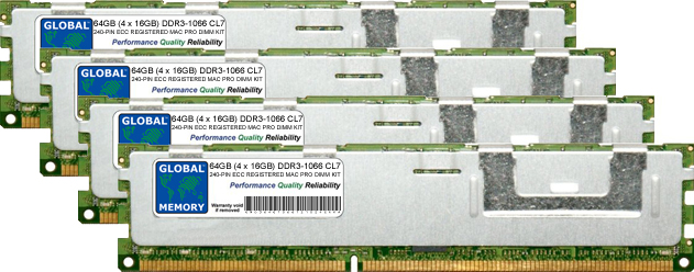 64GB (4 x 16GB) DDR3 1066MHz PC3-8500 240-PIN ECC REGISTERED DIMM (RDIMM) MEMORY RAM KIT FOR APPLE MAC PRO (2009 - MID 2010 - MID 2012)